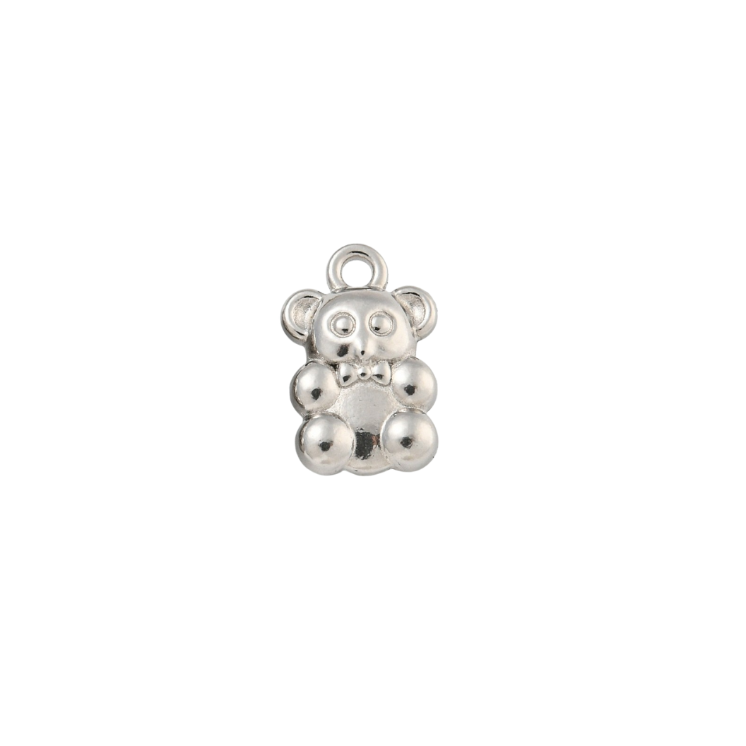 Silver Teddy Bear Charm