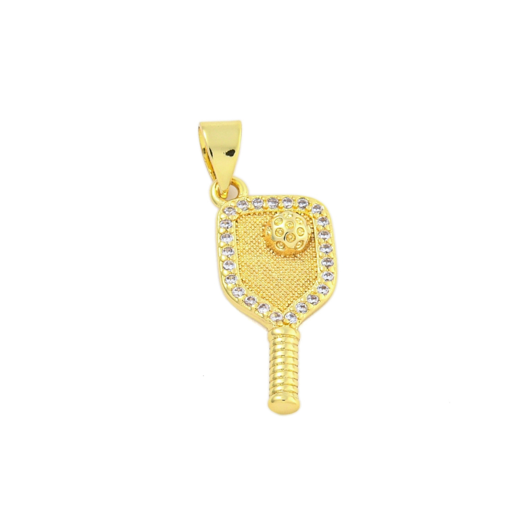 *Gold CZ Pickleball Charm