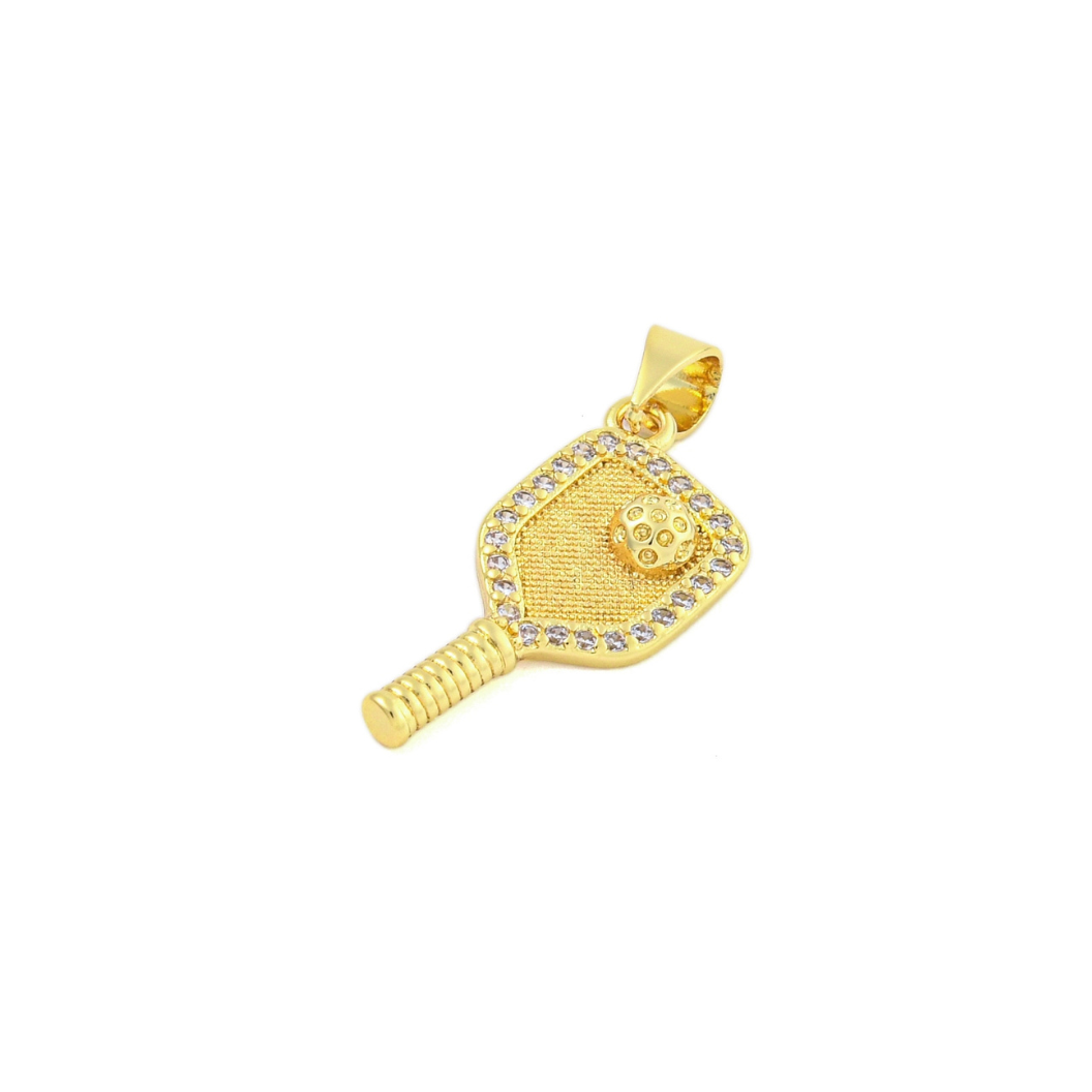 *Gold CZ Pickleball Charm