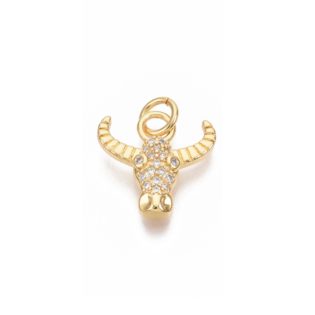 *Gold CZ Long Horn Charm