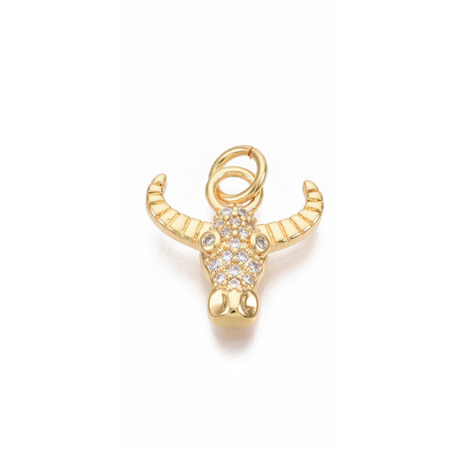 *Gold CZ Long Horn Charm