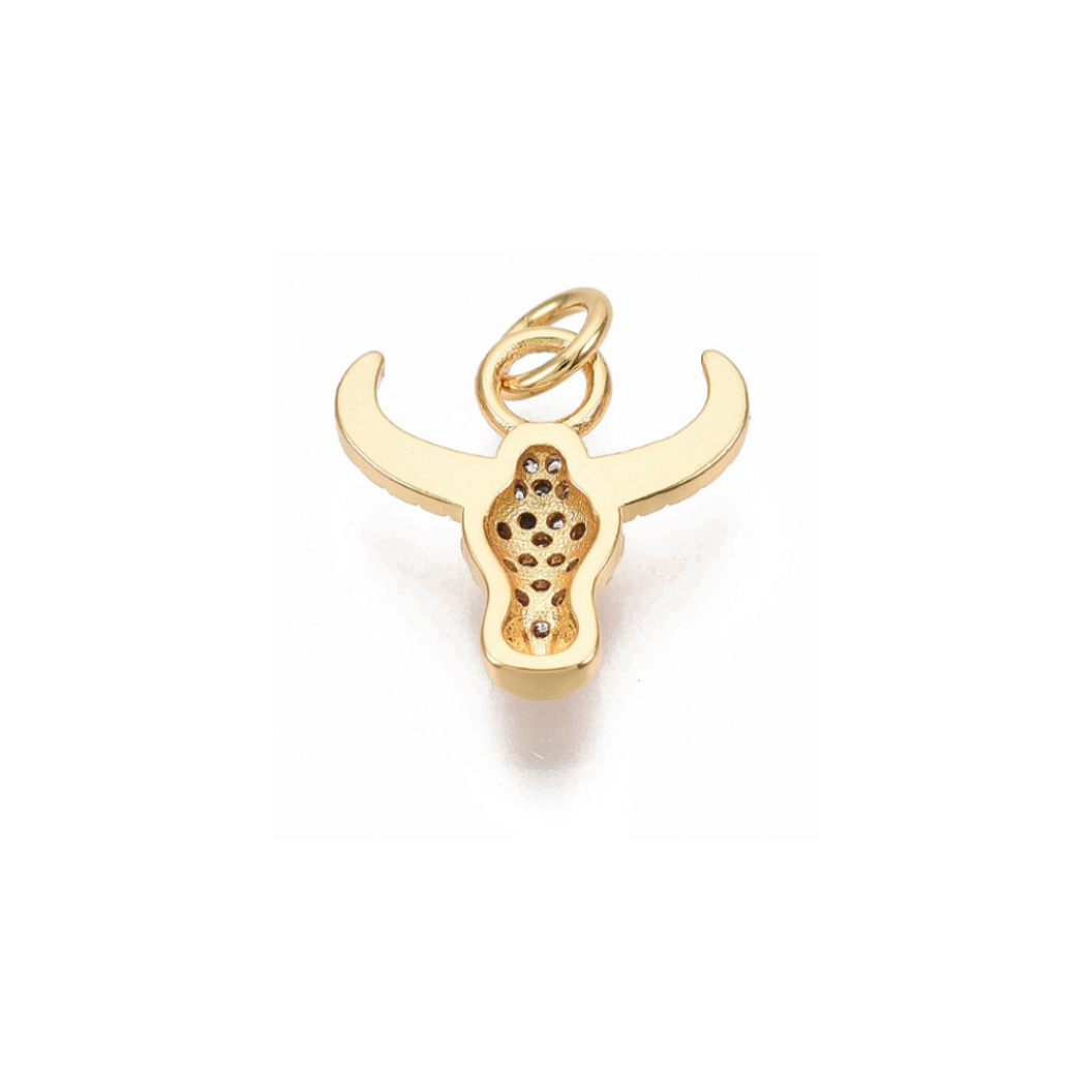 *Gold CZ Long Horn Charm