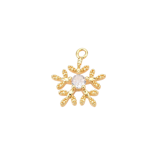 Gold Milgrain Snowflake Charm