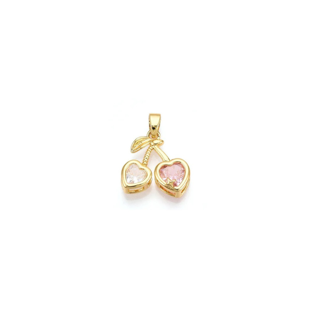 Gold Sweetheart Cherry Micro Pave Charm