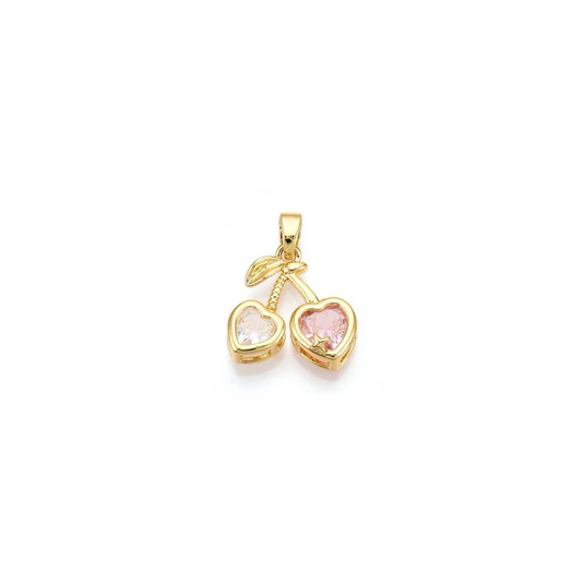 Gold Sweetheart Cherry Micro Pave Charm