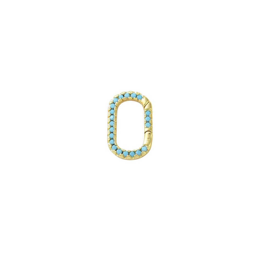 Front View of the Gold Turquoise Blair Carabiner