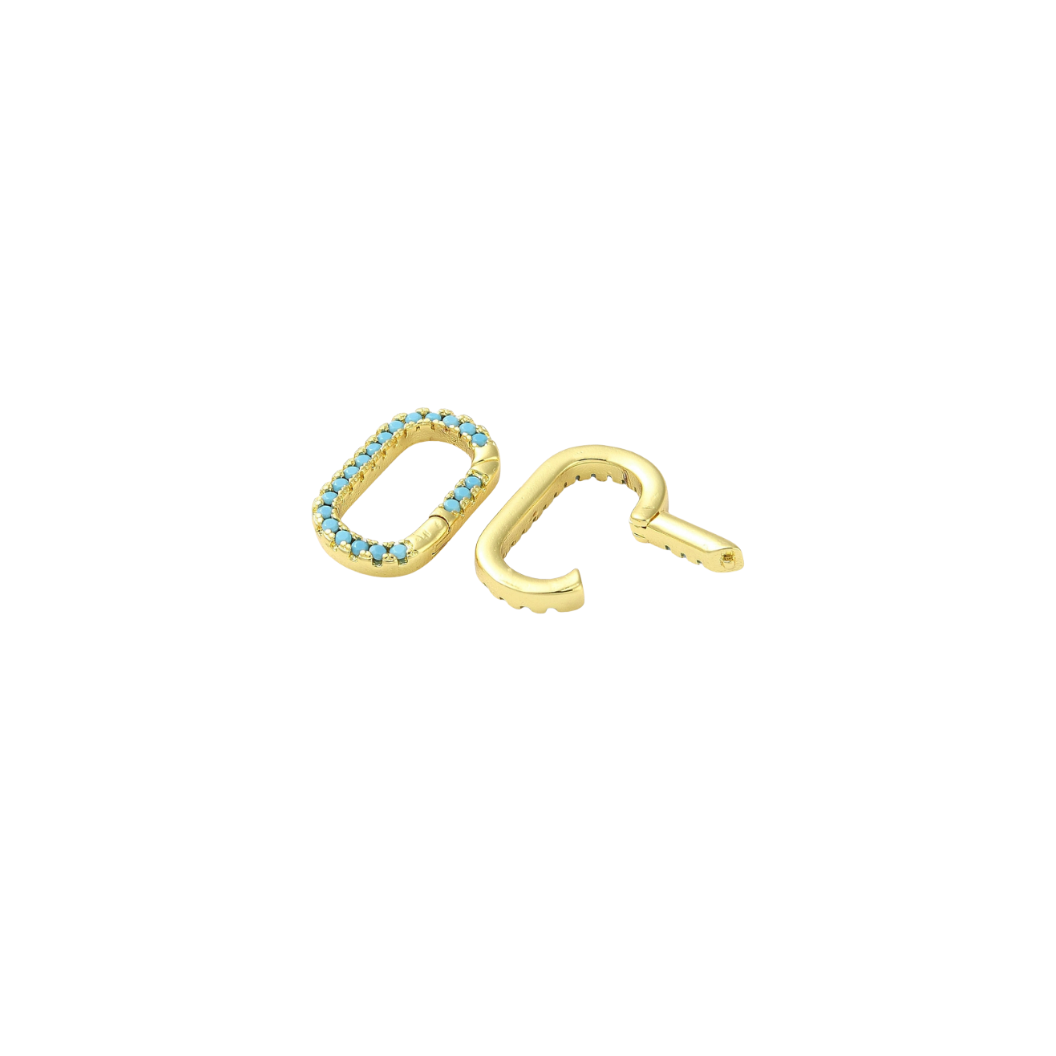 Front & Back Gold Turquoise Blair Carabiner