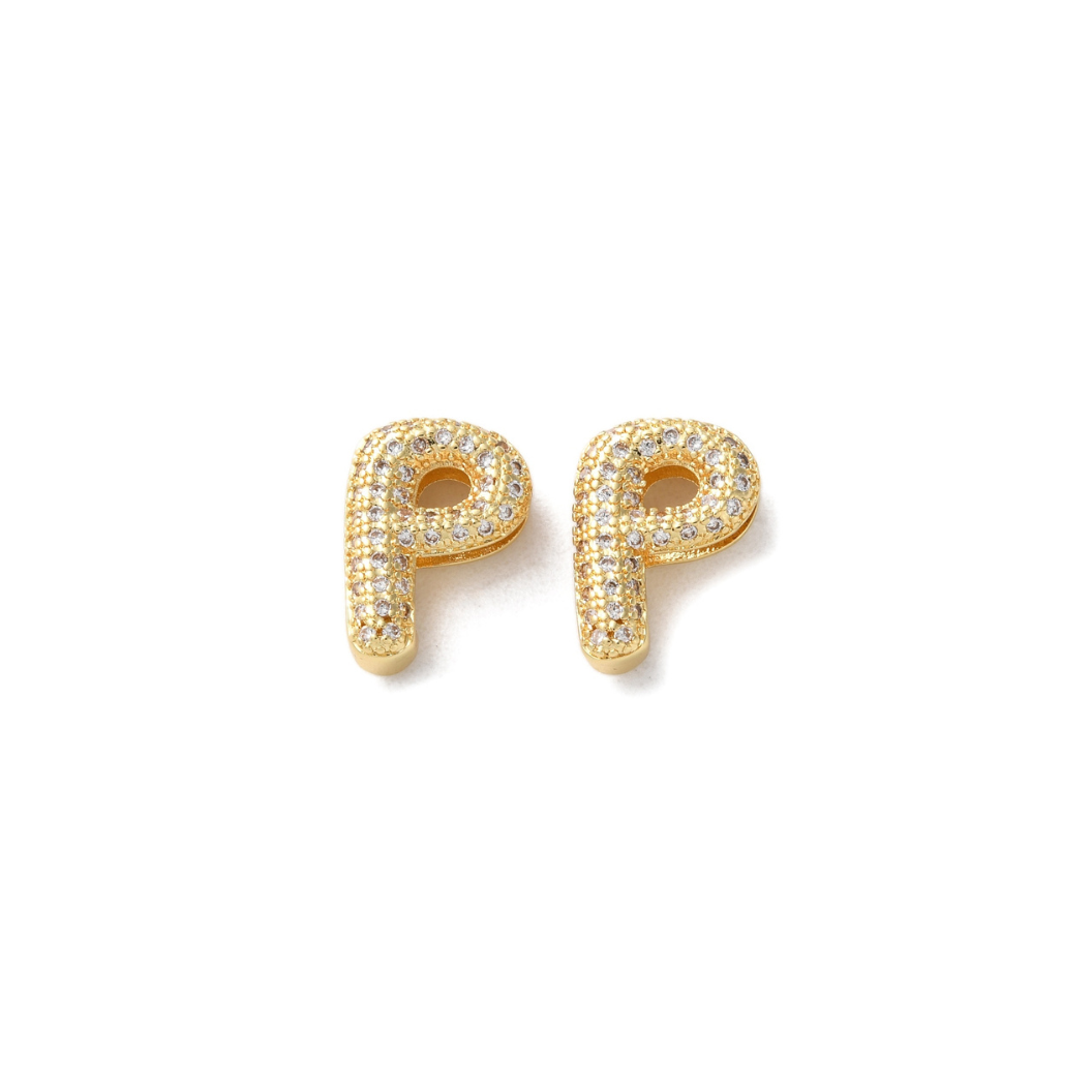 Gold Mini Slider Rhinestone Bubble Initial Letter | Alphabet Charm