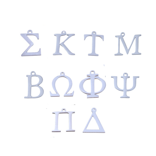 Front View of the Silver Greek Life Charms