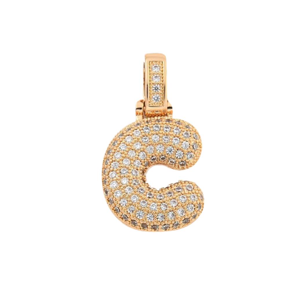 Light Gold Rhinestone Bubble Initial Letter | Alphabet Charm