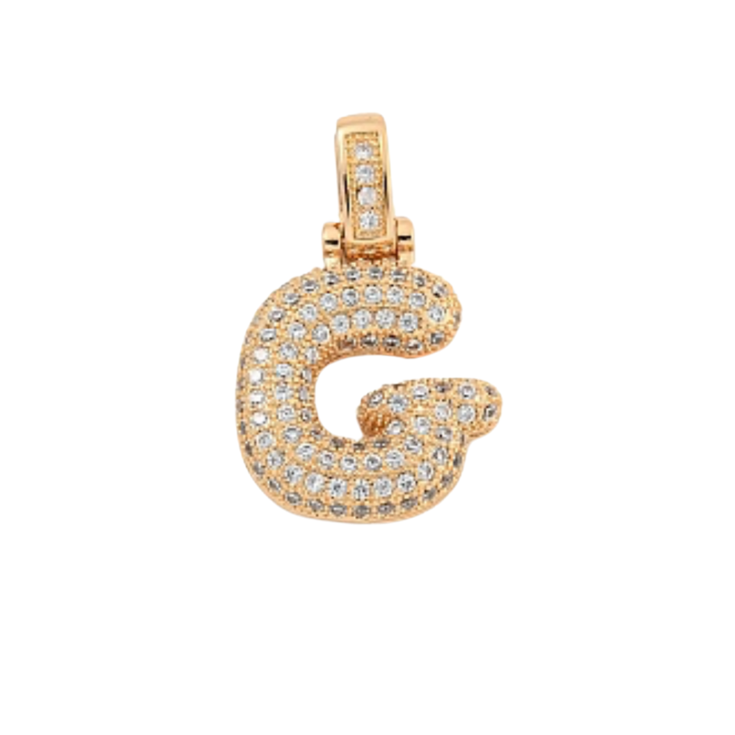 Light Gold Rhinestone Bubble Initial Letter | Alphabet Charm