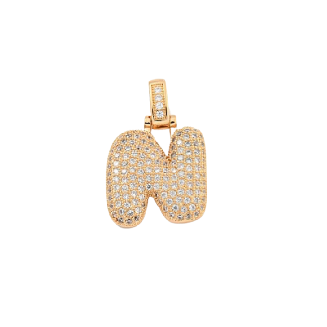 Light Gold Rhinestone Bubble Initial Letter | Alphabet Charm