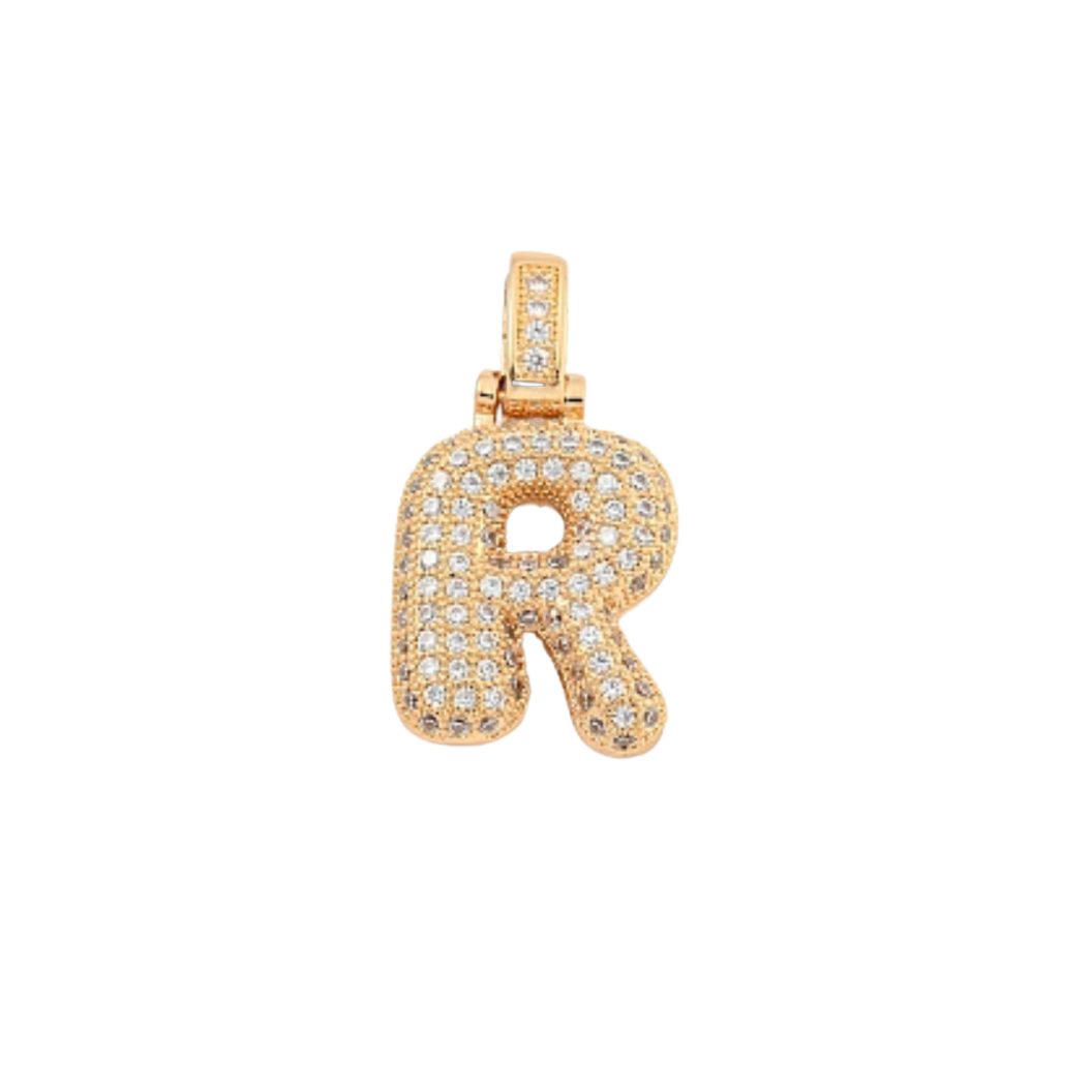 Light Gold Rhinestone Bubble Initial Letter | Alphabet Charm