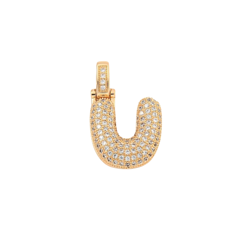 Light Gold Rhinestone Bubble Initial Letter | Alphabet Charm