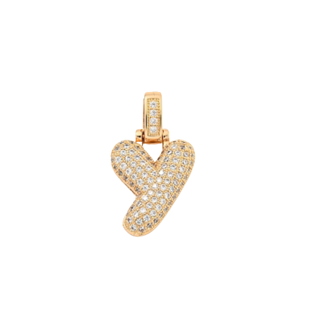 Light Gold Rhinestone Bubble Initial Letter | Alphabet Charm