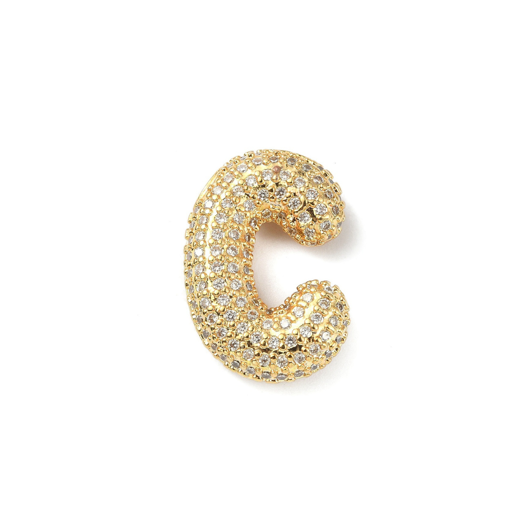 Gold Slider Rhinestone Bubble Initial Charm