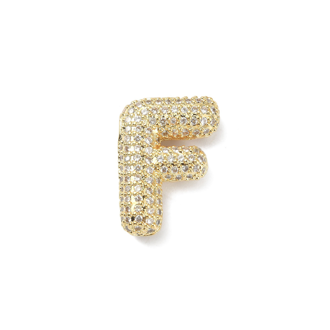 Gold Slider Rhinestone Bubble Initial Charm