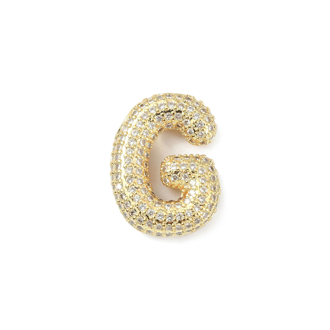 Gold Slider Rhinestone Bubble Initial Charm