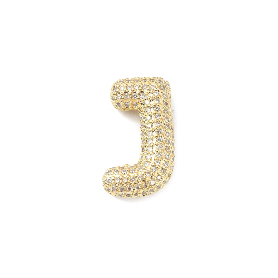 Gold Slider Rhinestone Bubble Initial Charm