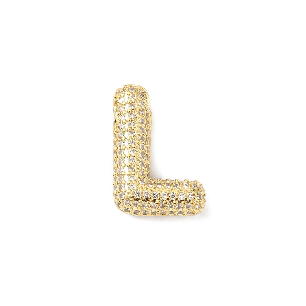 Gold Slider Rhinestone Bubble Initial Charm