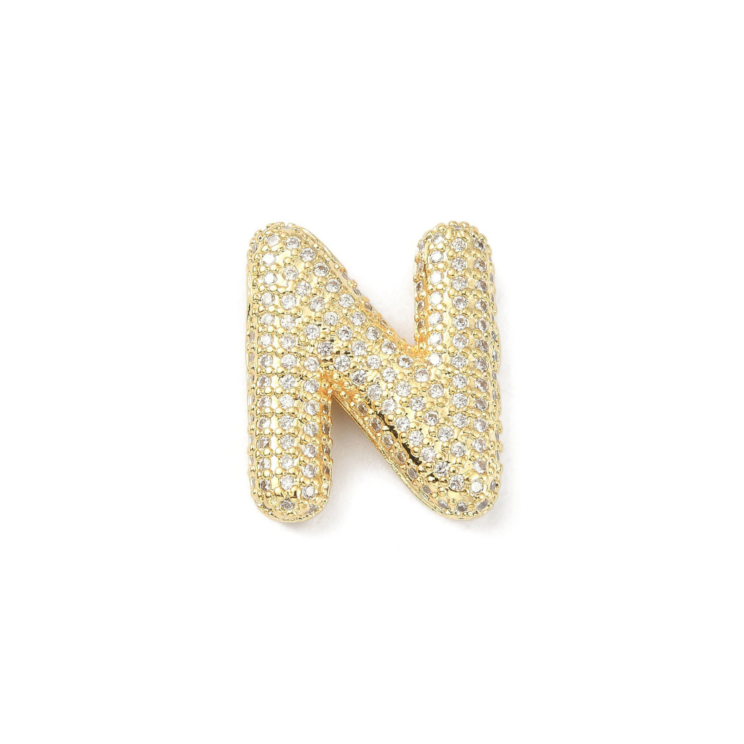 Gold Slider Rhinestone Bubble Initial Charm