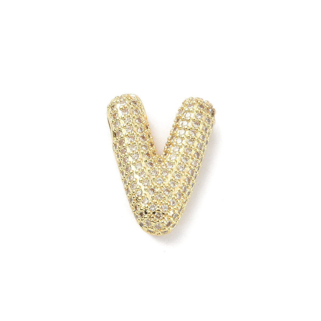 Gold Slider Rhinestone Bubble Initial Charm