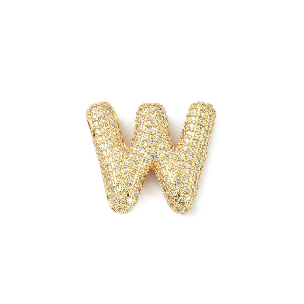 Gold Slider Rhinestone Bubble Initial Charm