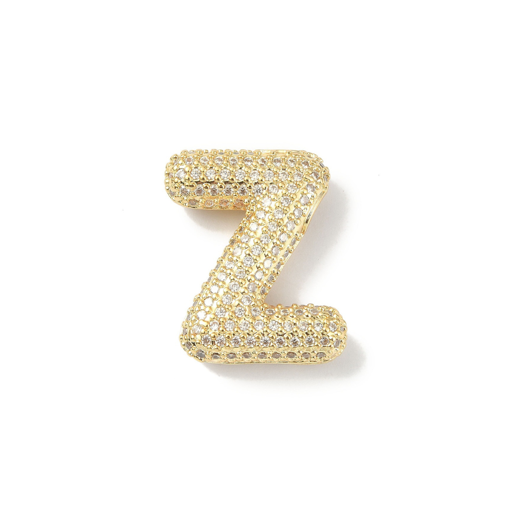 Gold Slider Rhinestone Bubble Initial Charm