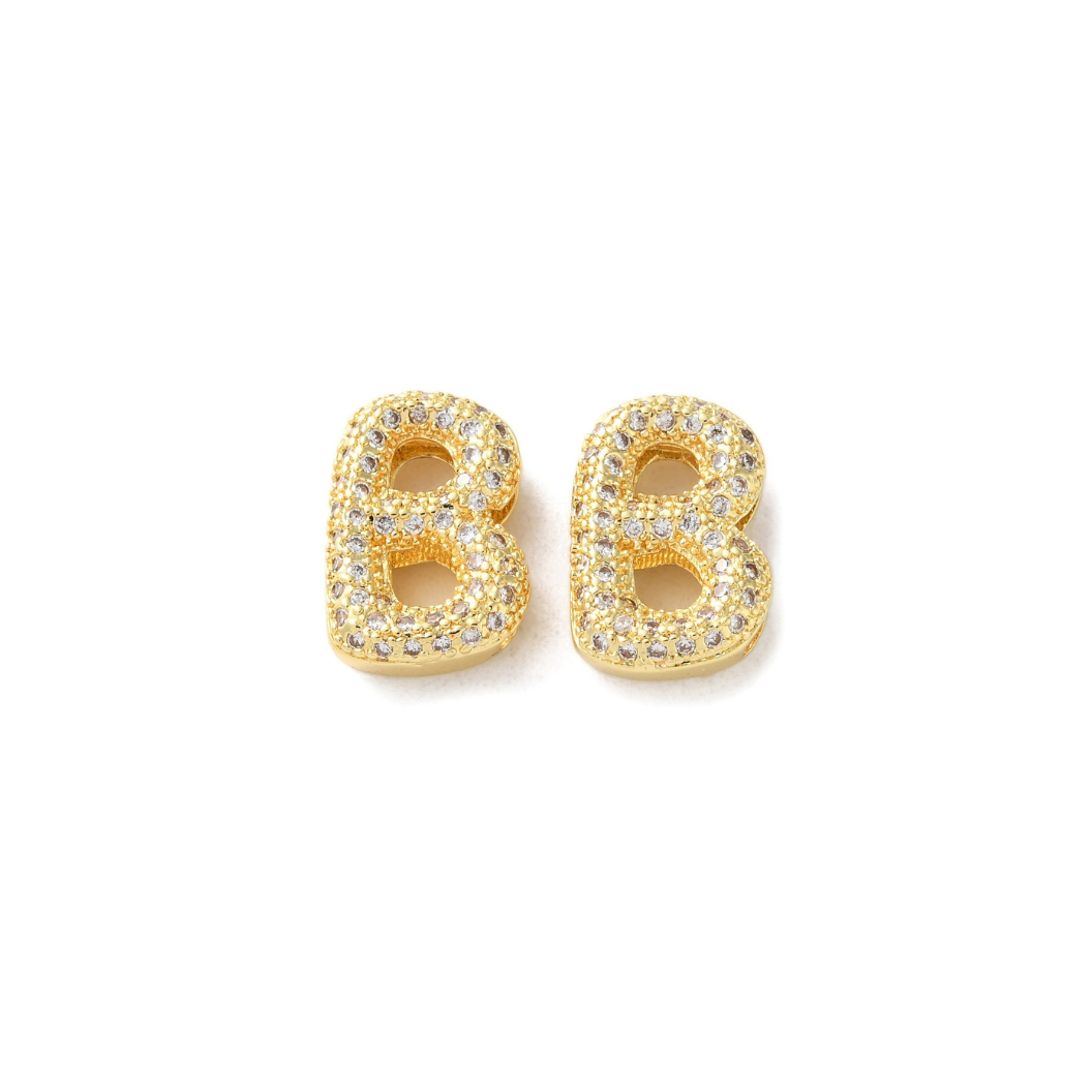 Gold Slider Rhinestone Bubble Initial Charm | MINI