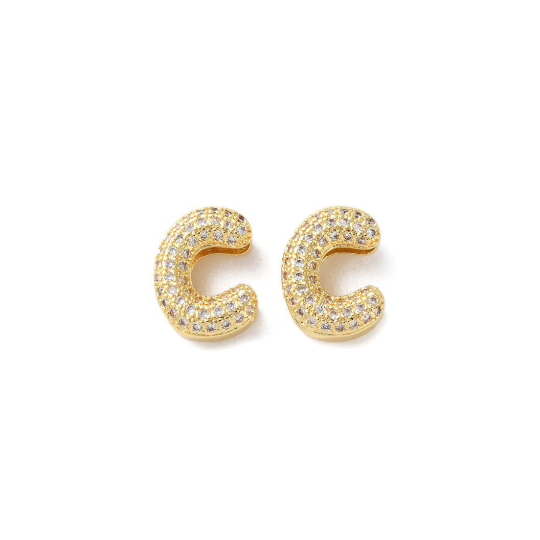 Gold Slider Rhinestone Bubble Initial Charm | MINI