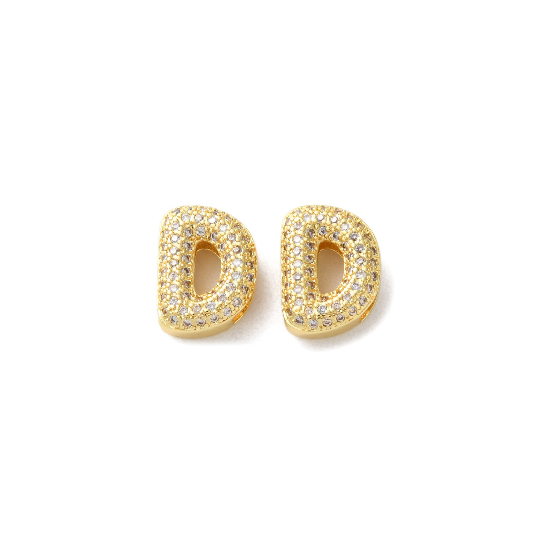 Gold Slider Rhinestone Bubble Initial Charm | MINI