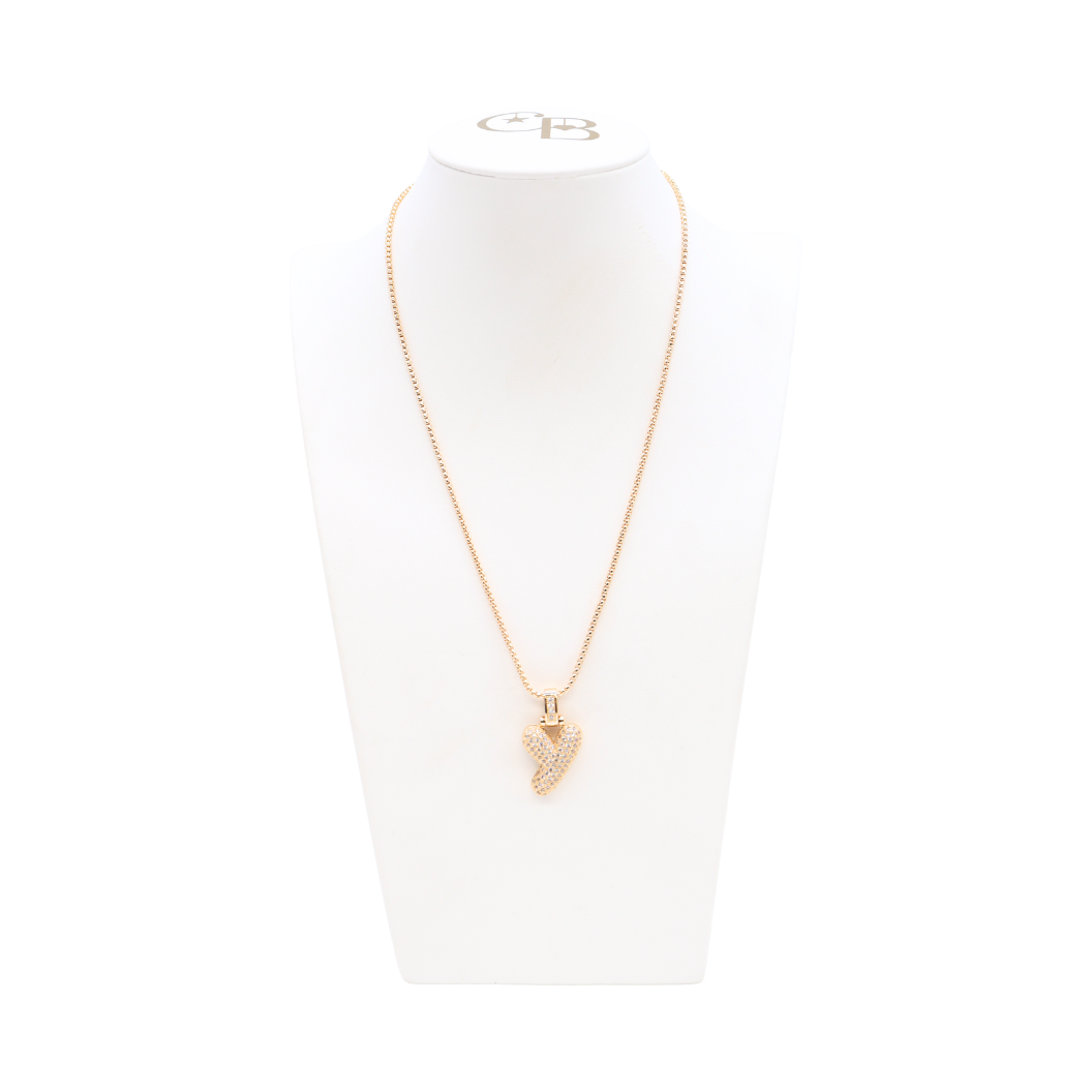 Light Gold Rhinestone Bubble Initial Letter Necklace
