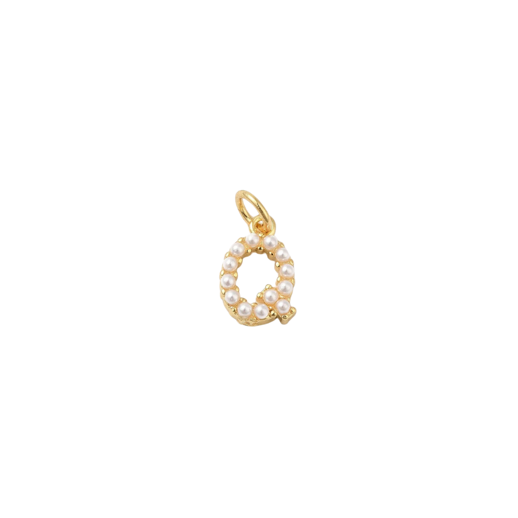 Transparent view of the Gold Micro Pearl Initial Letter | Alphabet Charm | Q