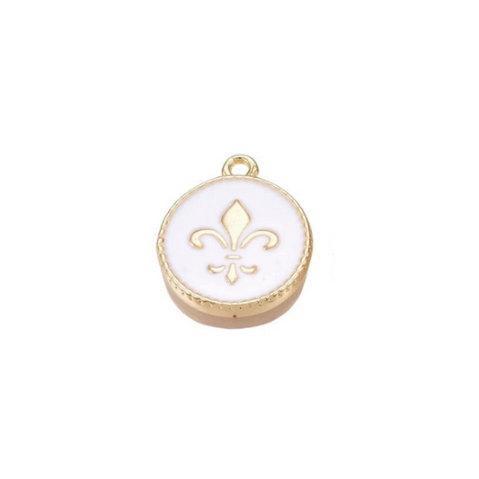 Front of Gold Fleur De Lis Round Charm