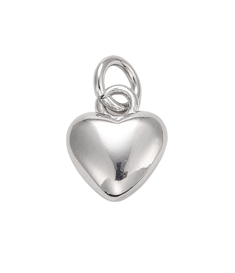 Silver Puff Heart Charm