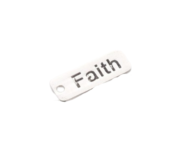 Front of the Silver Faith Bar Charm