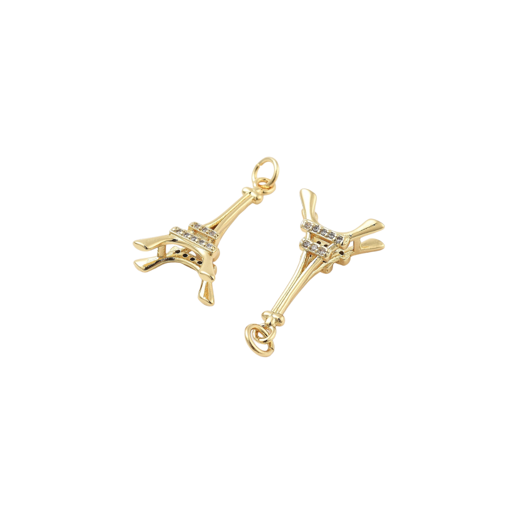 side view Gold Midnight in Paris with Cubic Zirconia Charm