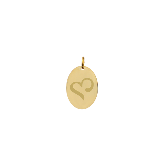 Sigma Kappa gold large oval charm with heart icon front view