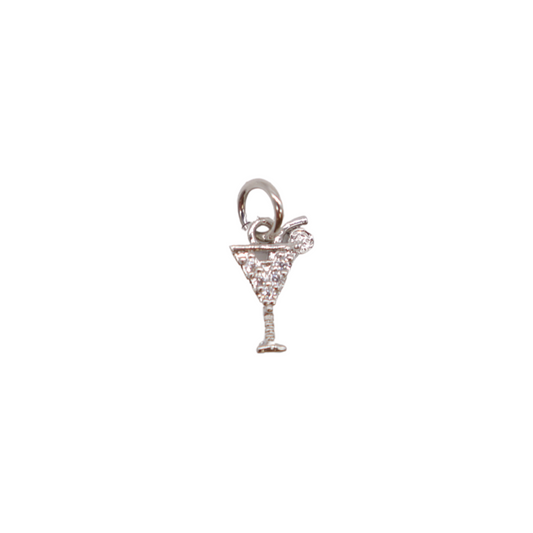 Front of the Silver 'Classic Cocktail' Martini Charm on a white background