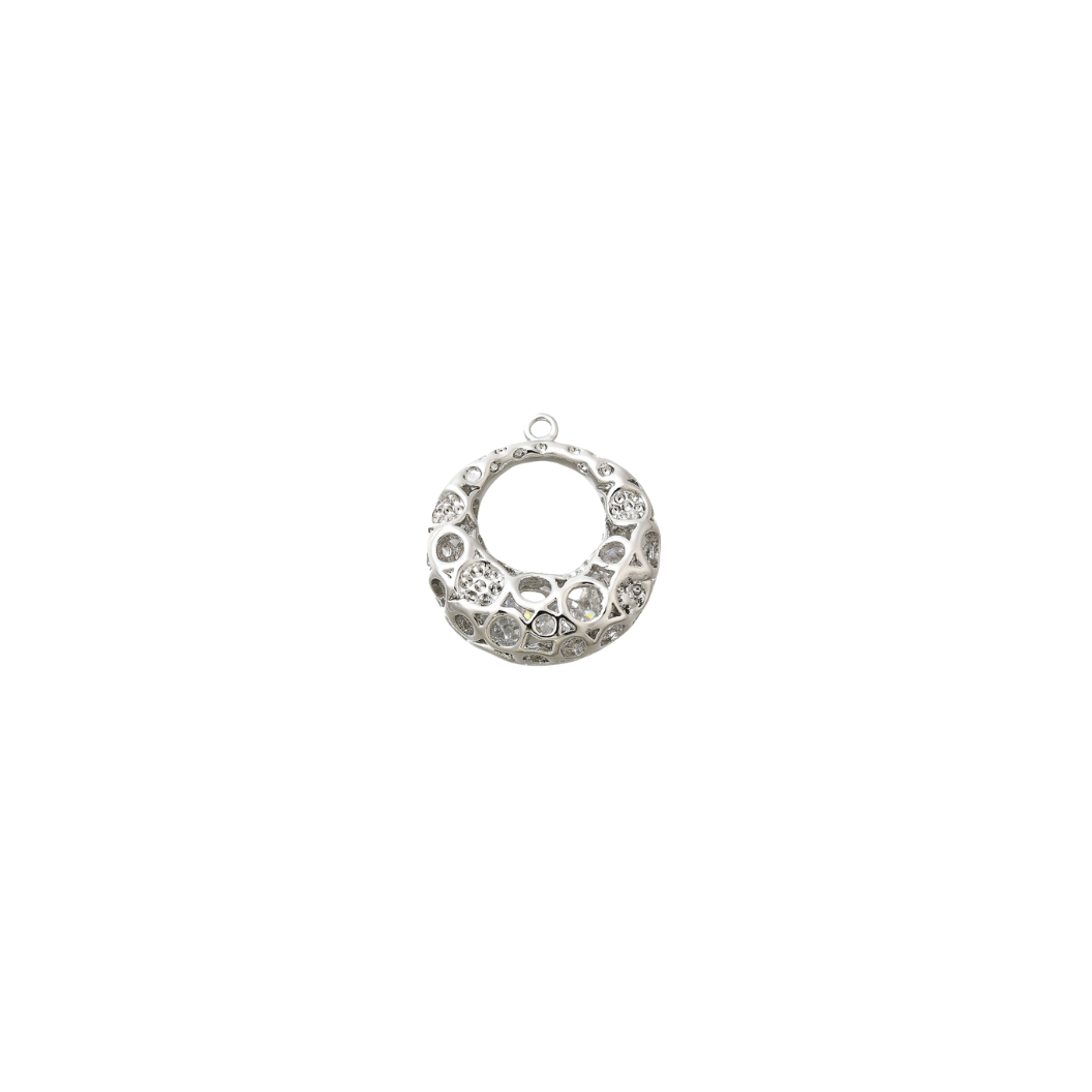 Silver Prism Circle with Cubic Zirconia Charm