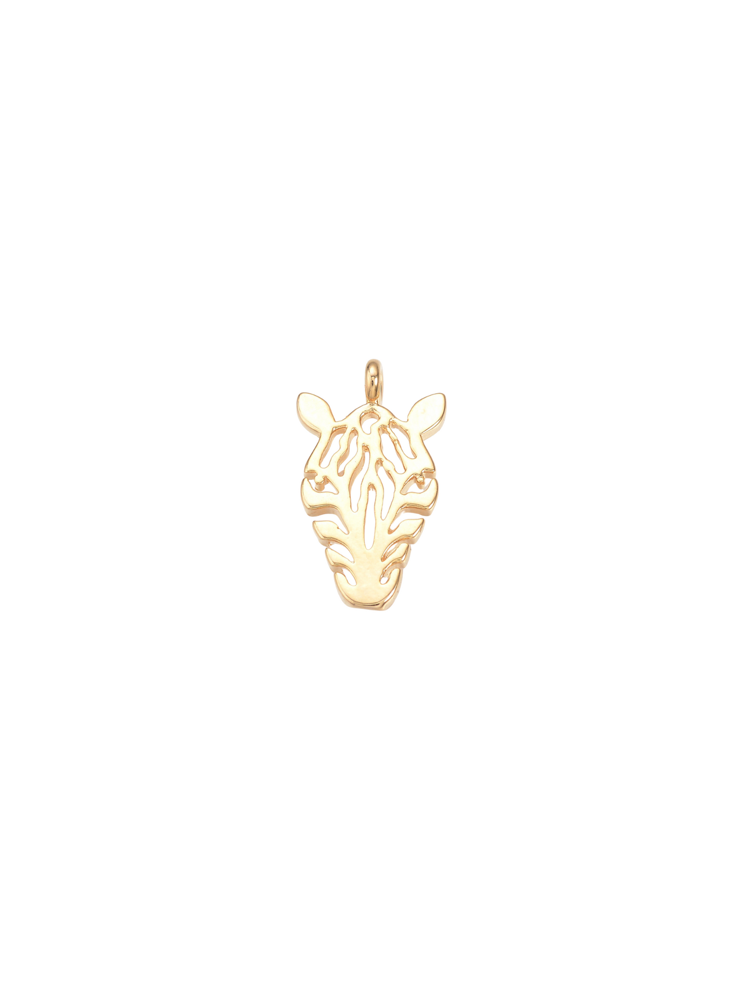 Zebra Charm in gold, front view.