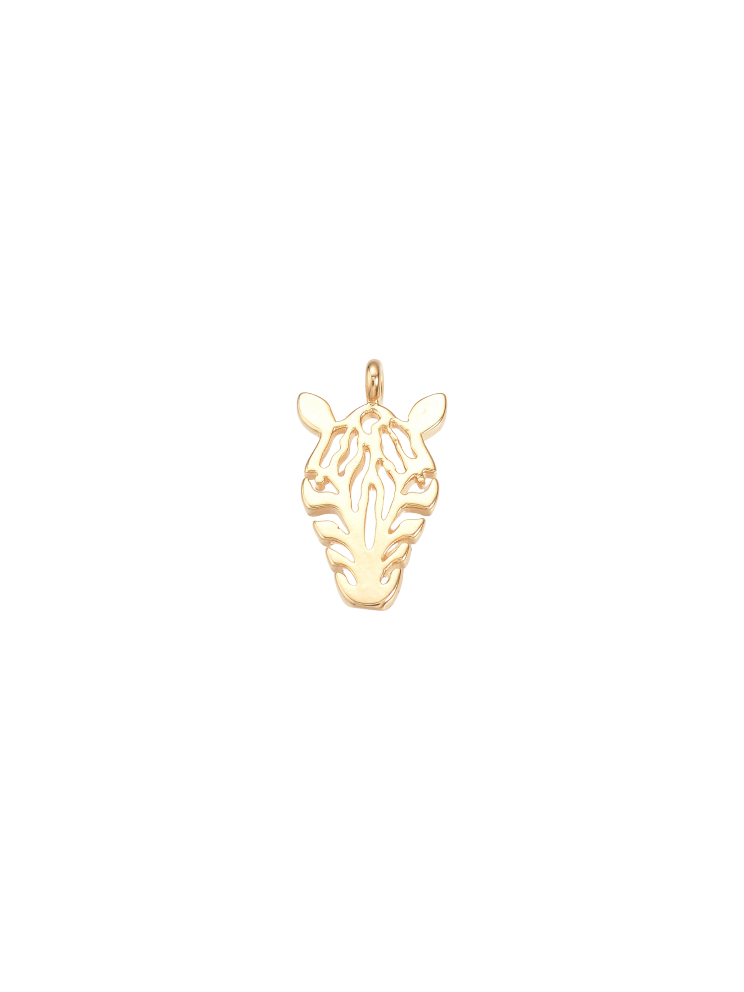 Zebra Charm in gold, front view.