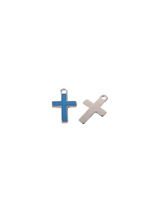 Front and back view of Silver Color Cross Charm.