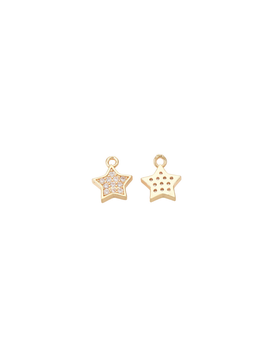 Front and back of gold crystal star charm.