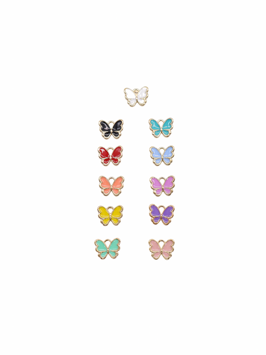 Dainty butterfly charms in gold.