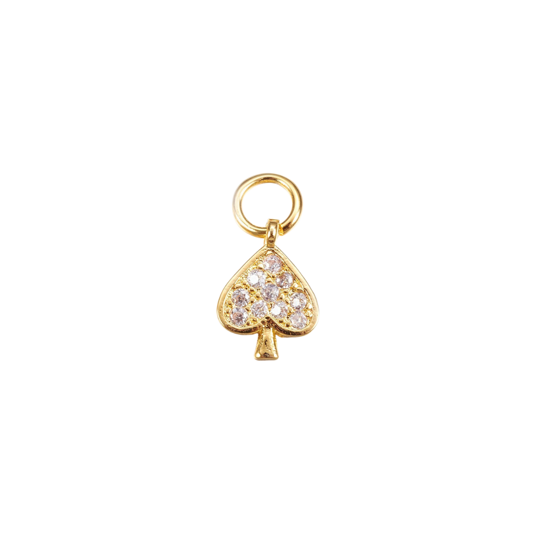 Transparent Gold Shimmer Spade with Cubic Zirconia Charm