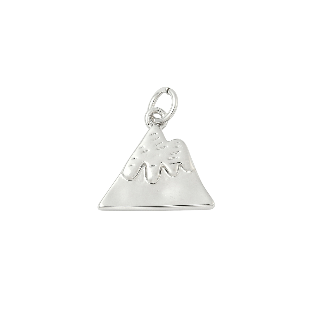 Transparent Side View Silver Mountain Peak Charm 