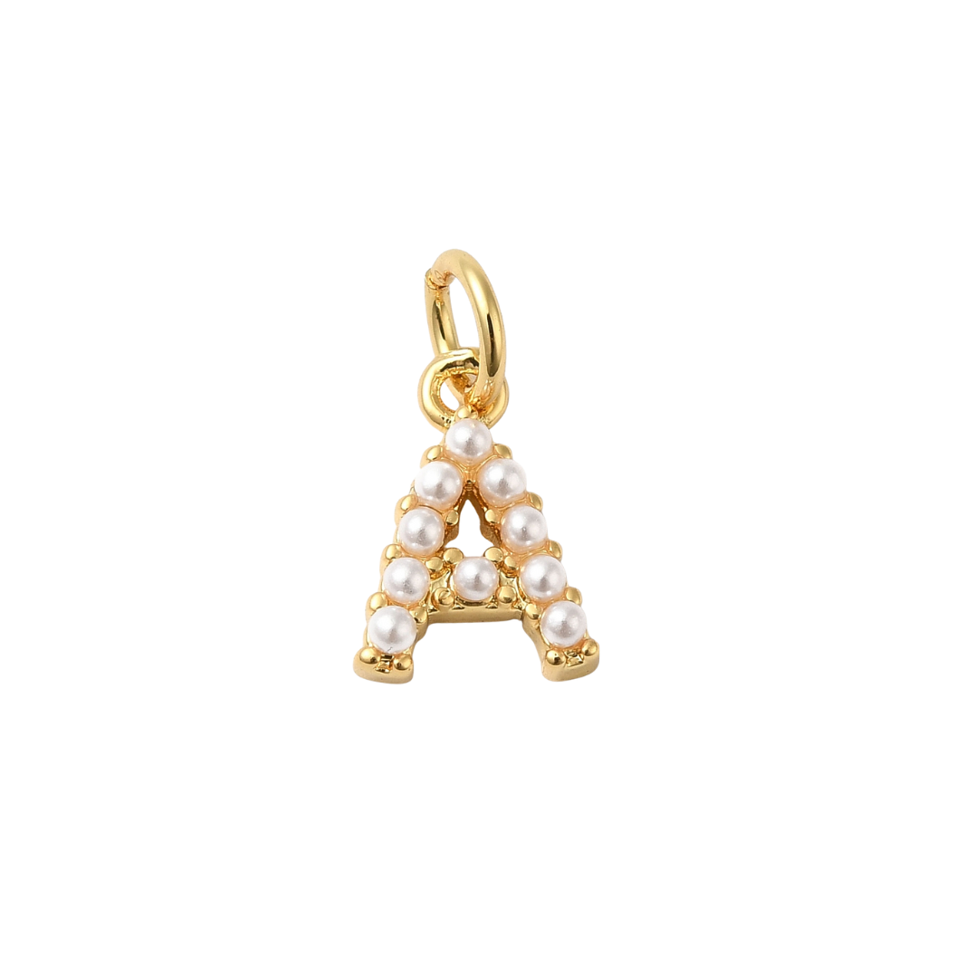 Gold Large Pearl Initial Letter | Alphabet Charm
