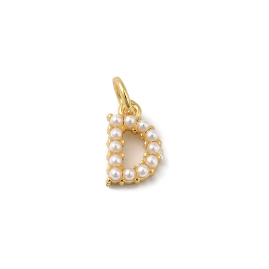 Gold Pearl Initial Charm - "D"