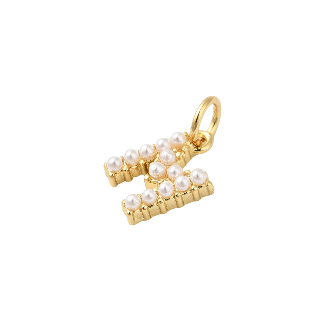 Gold Large Pearl Initial Charm - "M"